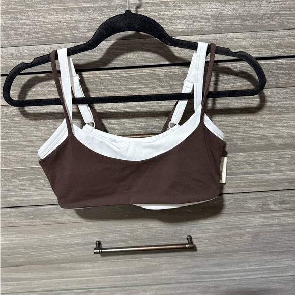 Form double layer bra. Espresso with white. Size medium.